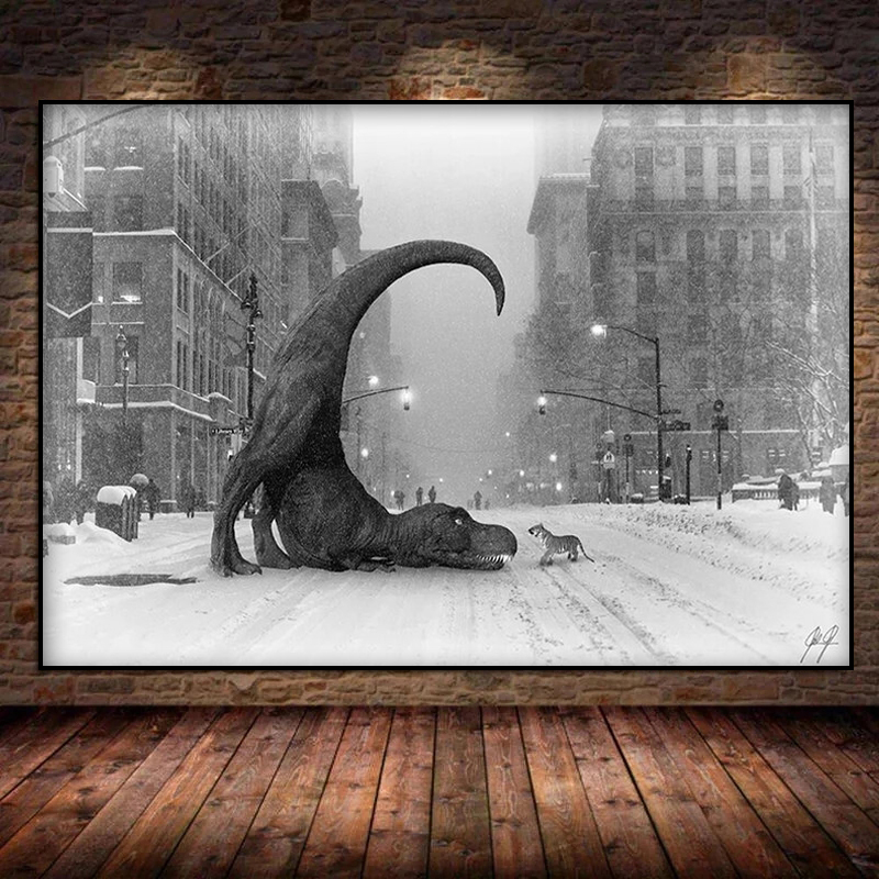 Interior Design Sketch - Retro Wanna Play Poster Dinosaurs And