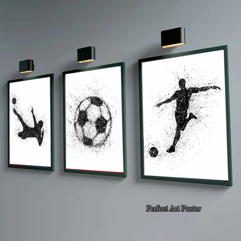 Interior Design Sketch - Watercolor Football Man Playing Soccer Sport