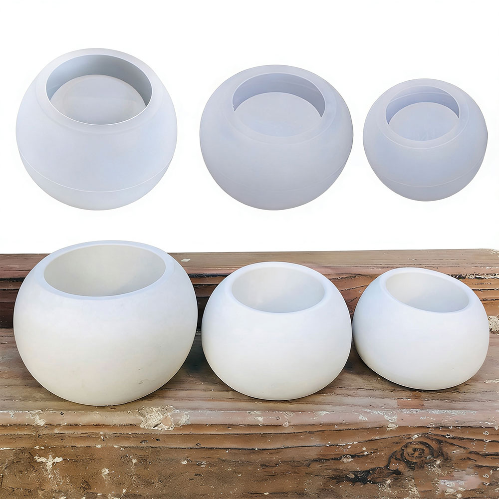 3pcs Round Flower Pot Silicone - Terrazzo Pot Cement ulasan dan harga