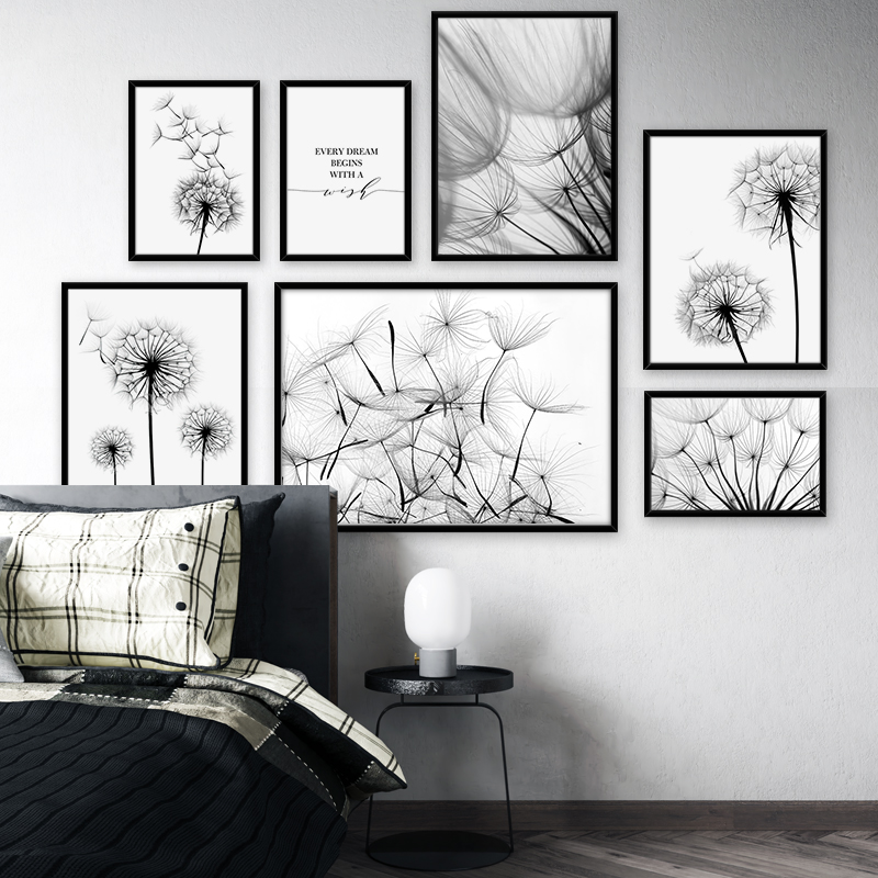 Dandelion Flower Black and Whi - Interior Design Sketch ulasan dan harga
