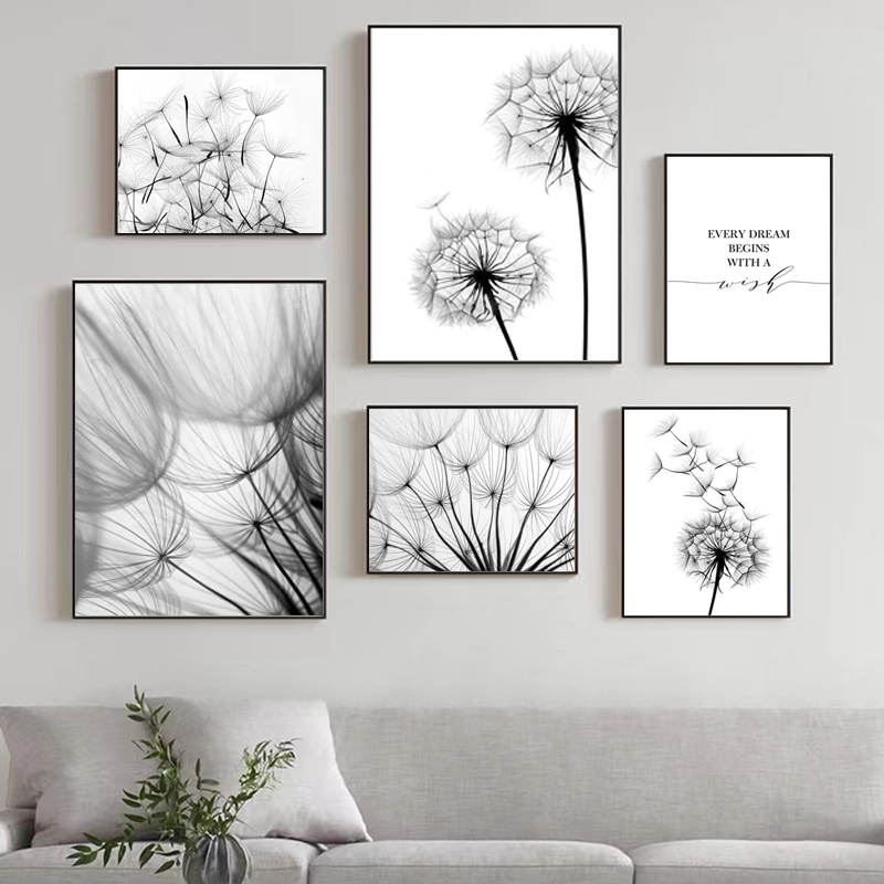 Dandelion Flower Black and Whi - Interior Design Sketch ulasan dan harga