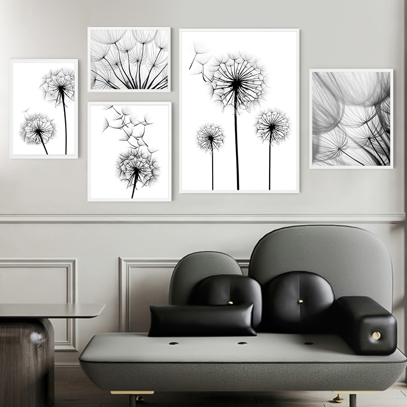 Dandelion Flower Black and Whi - Interior Design Sketch ulasan dan harga