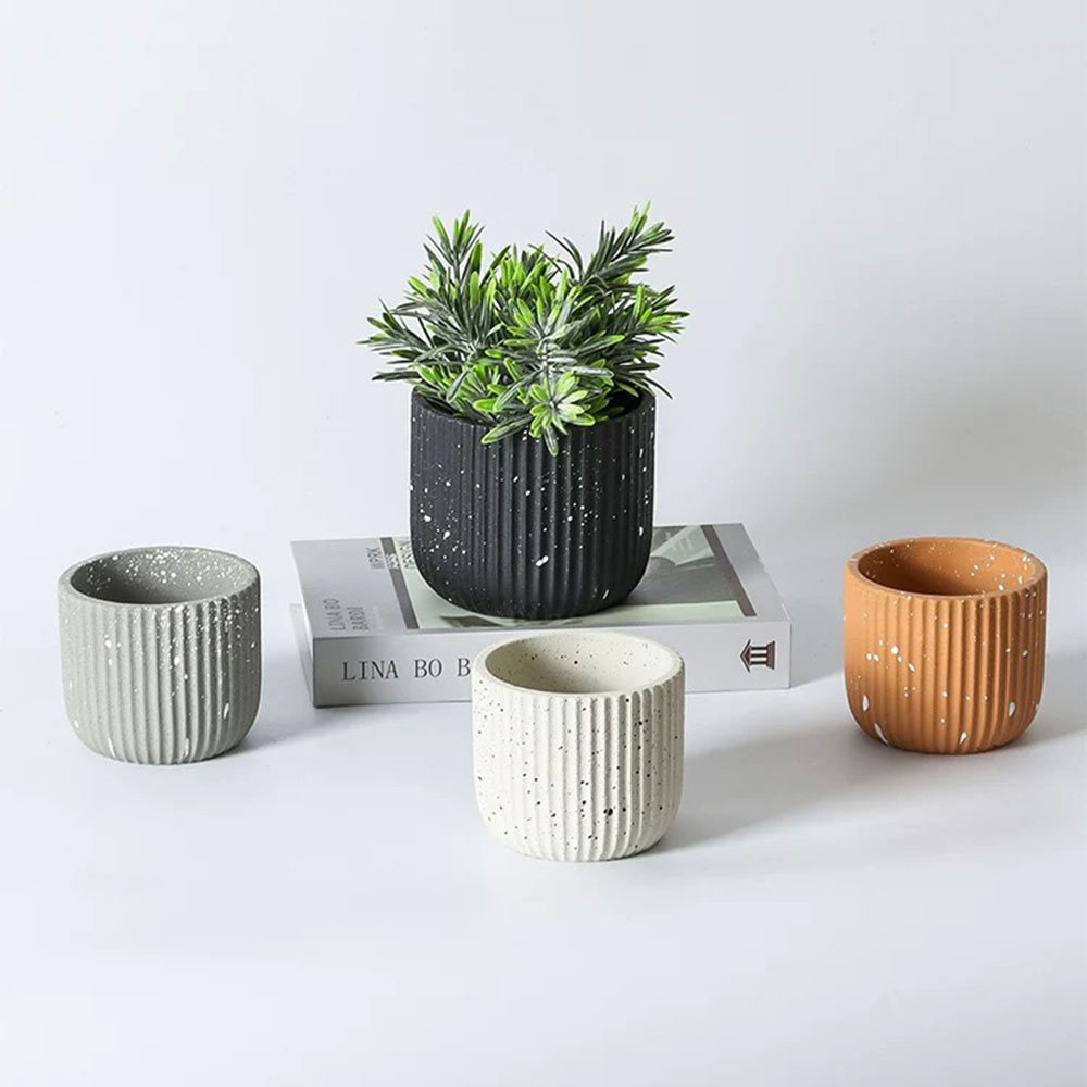 Minimalist Stripe Terrazzo Con - Terrazzo Pot Cement ulasan dan harga