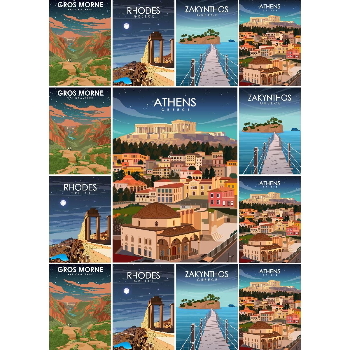 Vintage Athens Greece Travel P - Interior Design Landscape ulasan dan harga