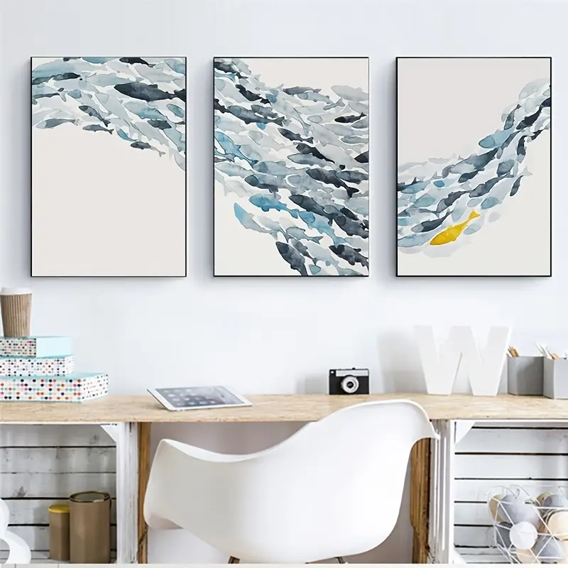 3PCS Watercolor Fish Group Wal - Interior Design Sketch ulasan dan harga