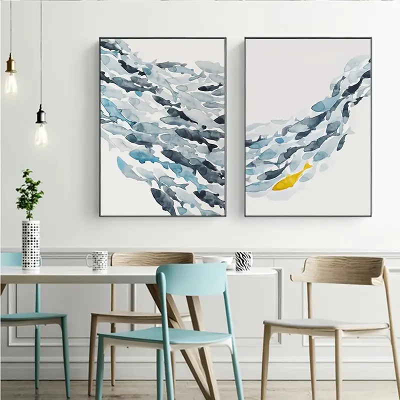 3PCS Watercolor Fish Group Wal - Interior Design Sketch ulasan dan harga