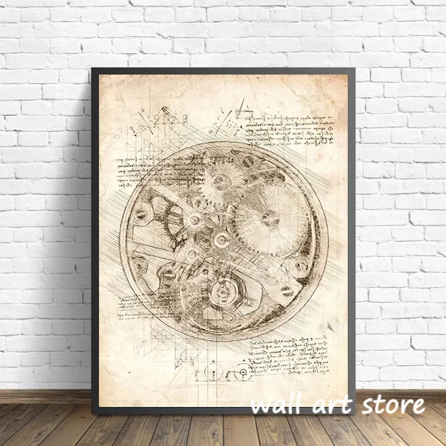 Vintage Watch Sketch Poster Ge - Interior Design Sketch ulasan dan harga
