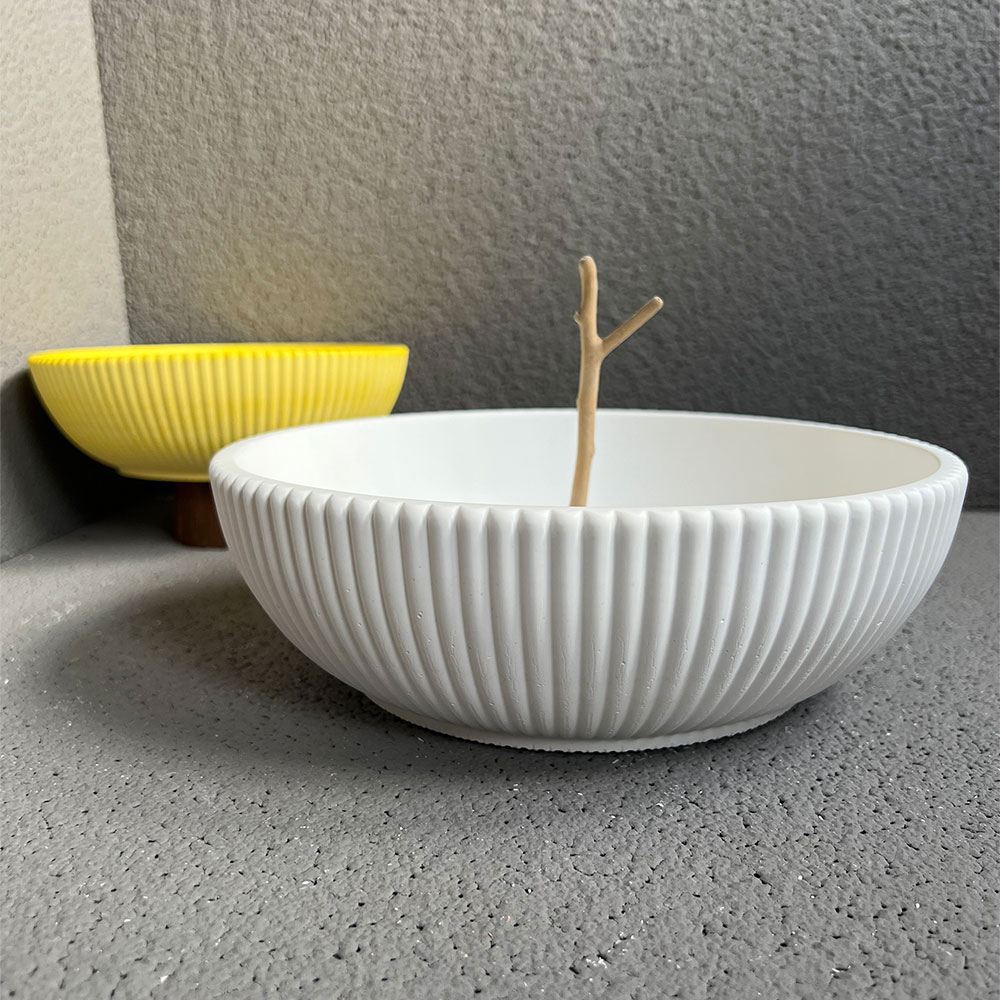 Large Striped Bowl Vessel Conc - Terrazzo Pot Cement ulasan dan harga