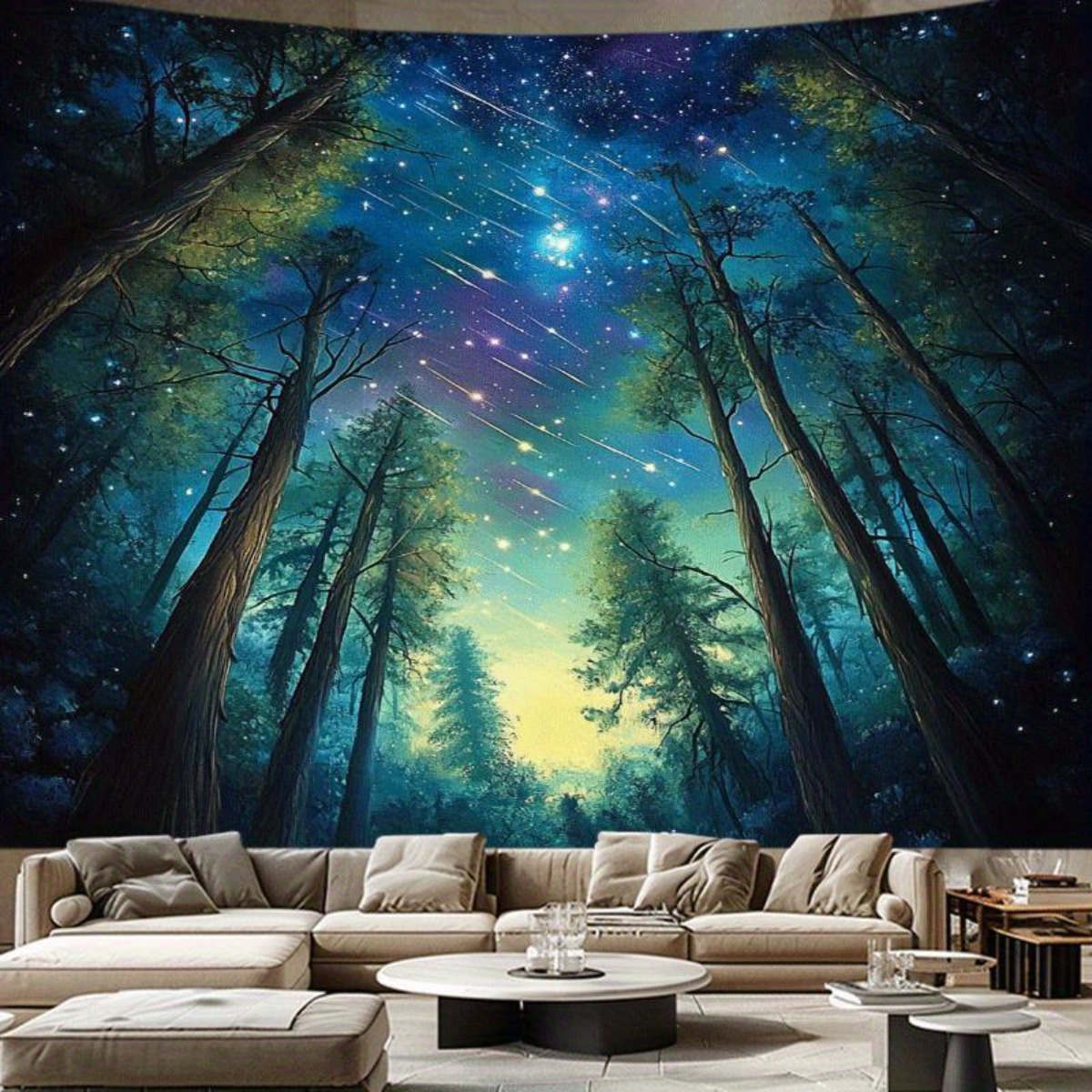 Starry Night Forest Sky Wall T - Interior Design Landscape ulasan dan harga