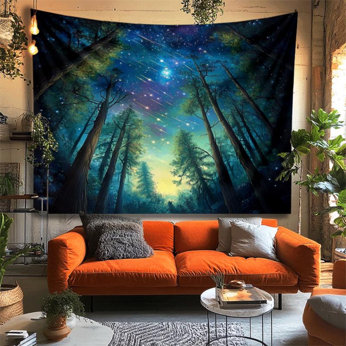 Starry Night Forest Sky Wall T - Interior Design Landscape ulasan dan harga