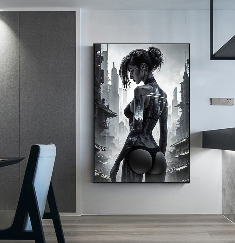 Sexy Cyberpunk City Girl Poste - Interior Design Sketch ulasan dan harga